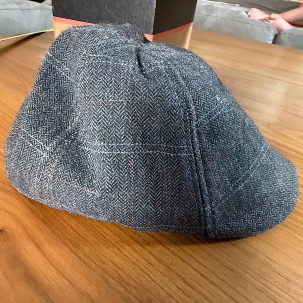 Boston Scally Co The Borough Herringbone Flat Cap XXL Gray Newsboy Hat